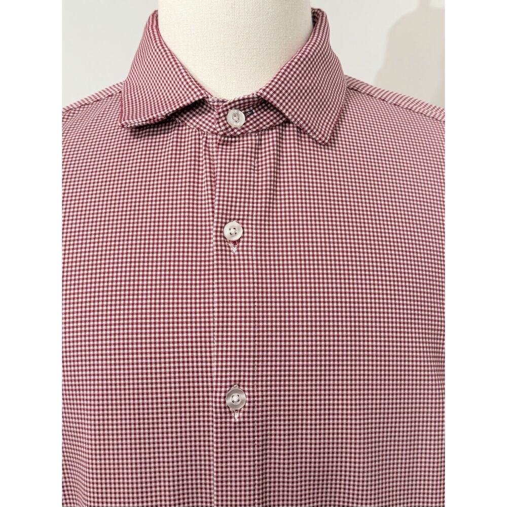 Mizzen+Main Leeward Trim Fit Button Up Dress Shirt Non-Iron Long Sleeve XL Red